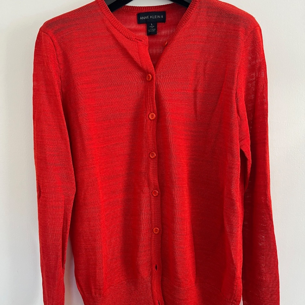 Anne Klein II - Deep Orange Cardigan (L)